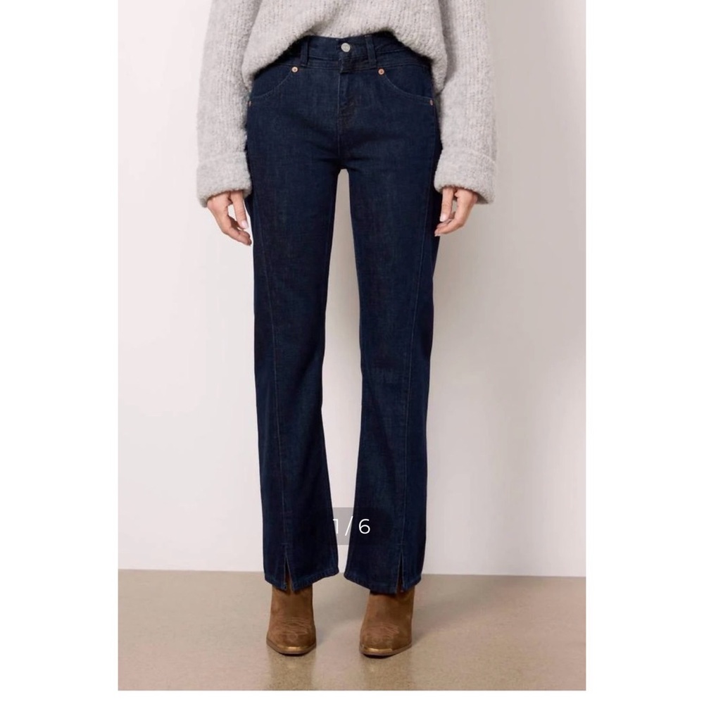Evereve RE/DONE Mid Rise Kick Flare Jeans Dark Wash Size 28 NWOT Western Boho